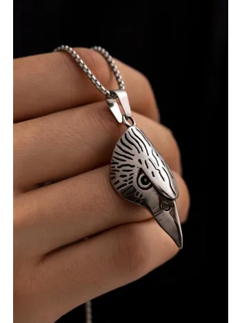 Erkek Çelik Kolye - Kartal Başı Figürlü Erkek Kolye