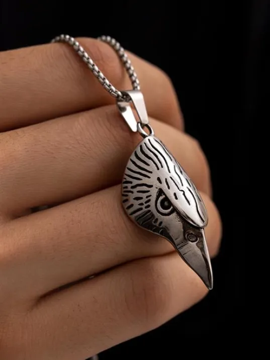 Erkek Çelik Kolye - Kartal Başı Figürlü Erkek Kolye