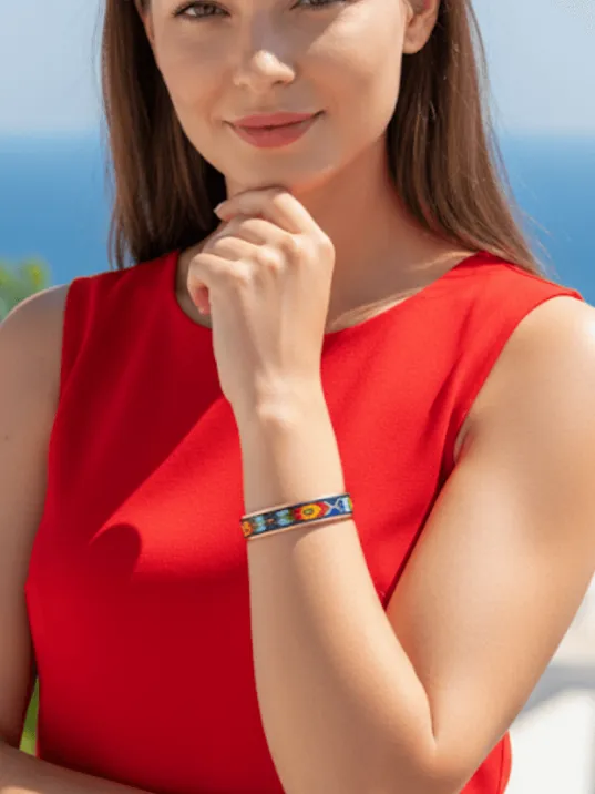 Kadın Bakır Bileklik - Flower Model Özel Baskı Metal Kutu Ve Kuvars Taşı Kadın Bakır Bileklik - Flower Model Özel Baskı Metal Kutu Ve Kuvars Taşı