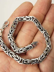 GÜMÜŞ KRAL ERKEK ZİNCİR BİLEKLİK 6mm KALIN MODEL!!