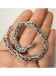 GÜMÜŞ KRAL ERKEK ZİNCİR BİLEKLİK 6mm KALIN MODEL!!