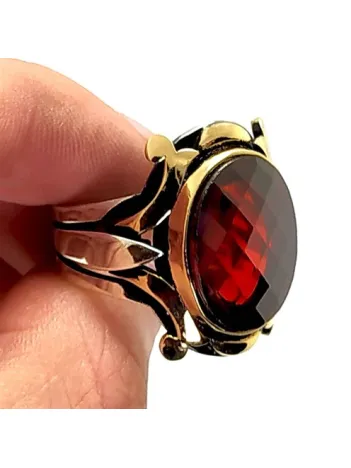 Kırmızı Zirkon Taşlı Otantik Tasarım Erkek Gümüş Yüzük Kırmızı Zirkon Taşlı Otantik Tasarım Erkek Gümüş Yüzük