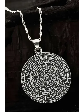 Esmaül Hüsna Kadın Gümüş Kolye Zincir Büyük Boy