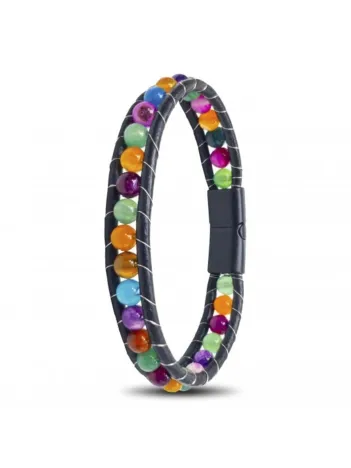 Erkek Doğaltaş Bileklik - 6Mm Doğal Çakra Akik Taşlı Deri Örgü Kordon Bileklik Erkek Doğaltaş Bileklik - 6Mm Doğal Çakra Akik Taşlı Deri Örgü Kordon Bileklik