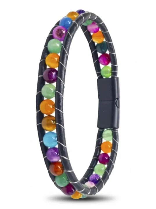 Erkek Doğaltaş Bileklik - 6Mm Doğal Çakra Akik Taşlı Deri Örgü Kordon Bileklik Erkek Doğaltaş Bileklik - 6Mm Doğal Çakra Akik Taşlı Deri Örgü Kordon Bileklik