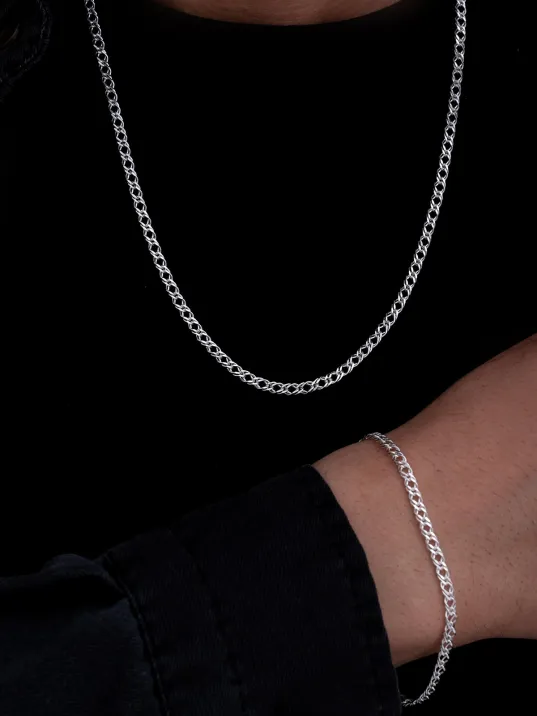 Erkek Gümüş Kolye Bileklik Set - 925 Ayar Rambo Model Gümüş Kolye Bileklik Set