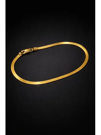 Erkek Kadın Çelik Bileklik - Altın Kaplama Yassı Ezme İnce Zarif Model Kadın Erkek Bileklik