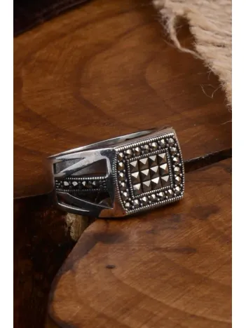 Markazit Taşlı Erkek Gümüş Yüzük