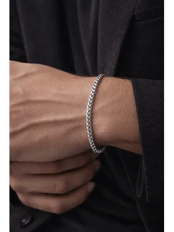 Erkek Çelik Bileklik - Kare Kesim İnce Model Erkek Paslanmaz Çelik Bileklik