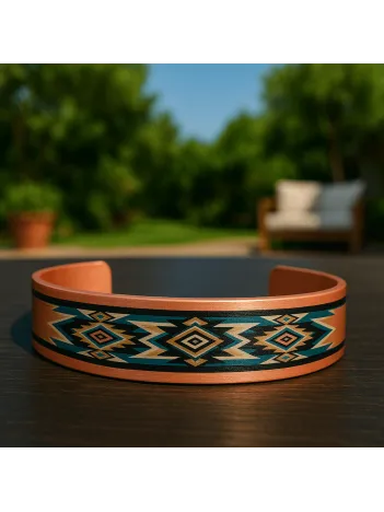 Kadın Bakır Bileklik - Nikita Model Özel Baskı Metal Kutu Ve Kuvars Taşı