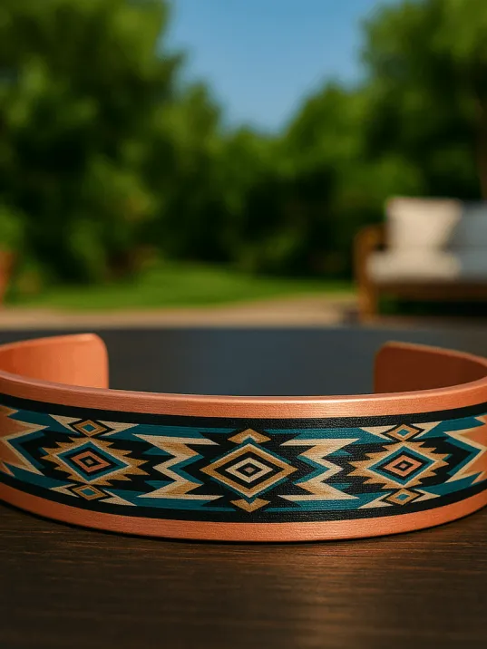 Kadın Bakır Bileklik - Nikita Model Özel Baskı Metal Kutu Ve Kuvars Taşı