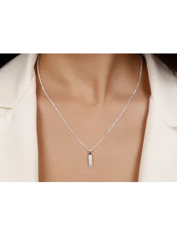 Kadın Gümüş Kolye - İ Harfi Zirkon Taşlı Balon Harf Kadın Kolye