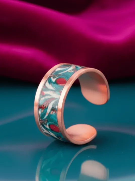 Kadın Bakır Yüzük - Garden Model Özel Baskı Metal Kutu Ve Kuvars Taşı Kadın Bakır Yüzük - Garden Model Özel Baskı Metal Kutu Ve Kuvars Taşı