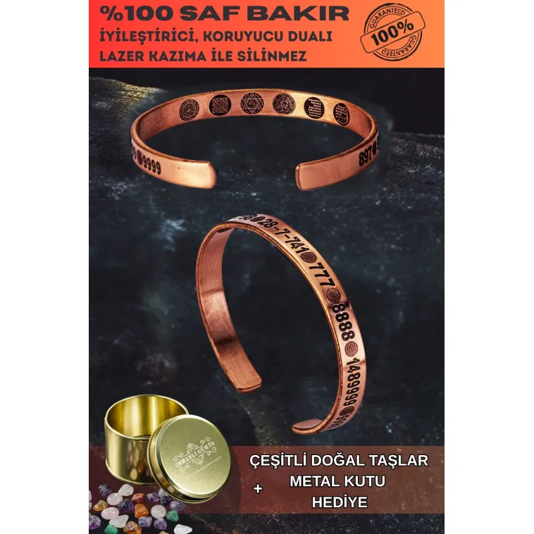 Erkek Kadın Bakır Bileklik - Içi Zırh Ve Koruma Dualı Sayı Sekansları Para Sağlık Metal Kutu Taş Erkek Kadın Bakır Bileklik - Içi Zırh Ve Koruma Dualı Sayı Sekansları Para Sağlık Metal Kutu Taş