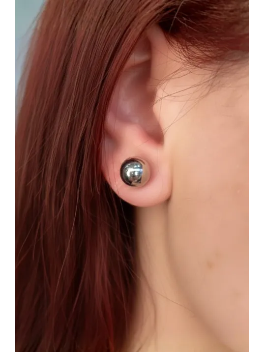 Kadın Gümüş Küpe - 8 mm 925 Ayar Gümüş Top Küpe