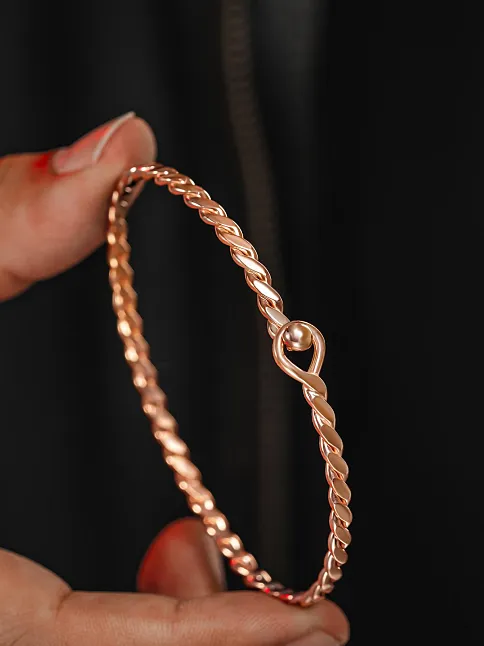 Erkek Gümüş Bileklik - El Yapımı Rose Kaplama (Kararmaz) Zahir Erkek Bileklik Kelepçe
