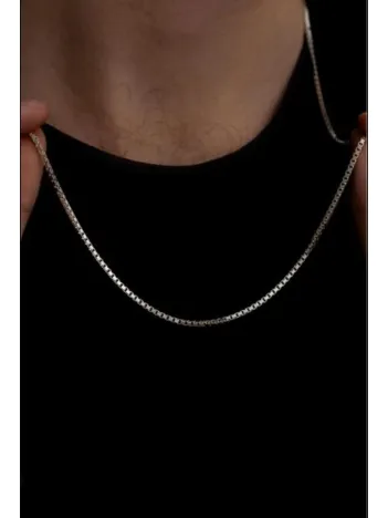 Erkek Gümüş Kolye - 925 Ayar Küp Zincir Gümüş Kolye 2mm