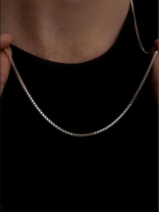 Erkek Gümüş Kolye - 925 Ayar Küp Zincir Gümüş Kolye 2mm Erkek Gümüş Kolye - 925 Ayar Küp Zincir Gümüş Kolye 2mm