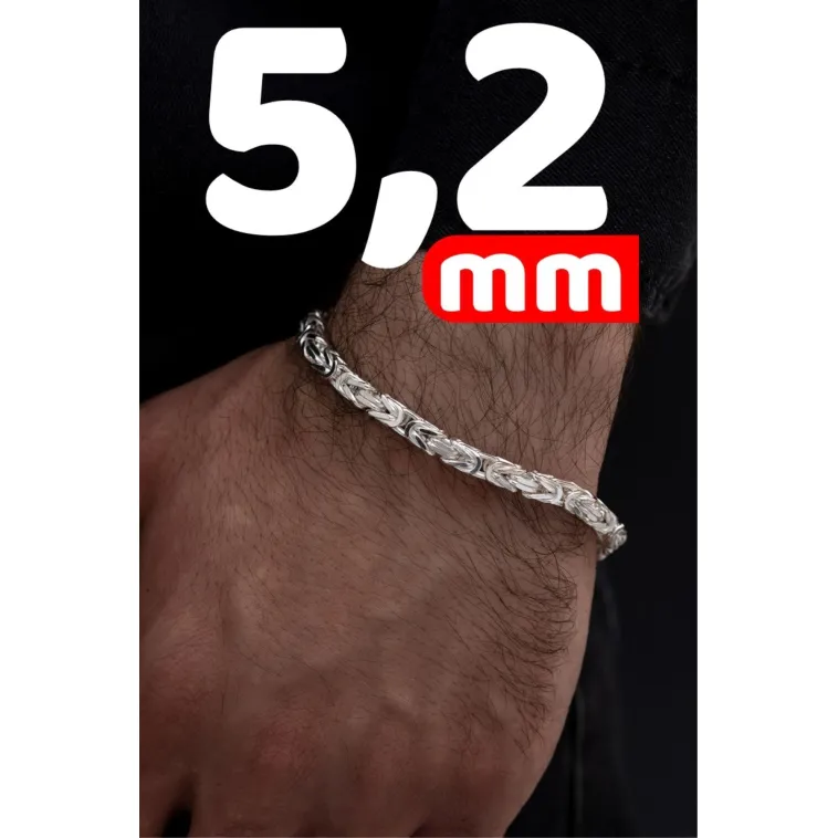 Parlak Kral 5.2 Mm Erkek Gümüş Bileklik