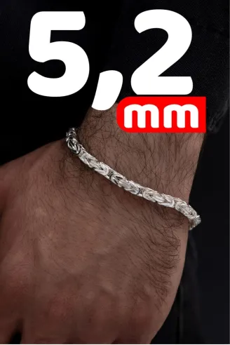 Parlak Kral 5.2 Mm Erkek Gümüş Bileklik