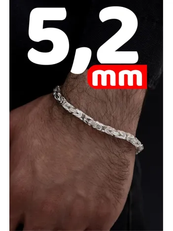 Parlak Kral 5.2 Mm Erkek Gümüş Bileklik