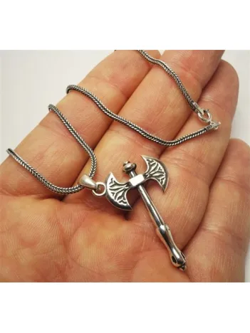 Balta Figürlü Erkek Gümüş Kolye Zincir