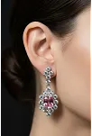 Kadın Gümüş Küpe - Bella Model Kare Pembe Zirkon Taşlı Küpe