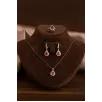 Kadın Gümüş Set - Mekik Model Yakut Taşlı Zirkon Süslemeli Rodyumlu Kadın Set Kadın Gümüş Set - Mekik Model Yakut Taşlı Zirkon Süslemeli Rodyumlu Kadın Set