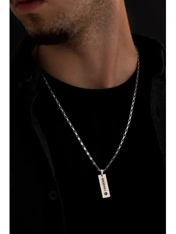 Erkek Çelik Kolye - Spotify Şarkı Kodlu Çelik İnce Uçlu Kolye