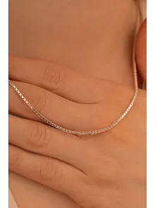 Kadın Gümüş Kolye - 925 Ayar 1.5 mm Küp Zincir Gümüş Kolye