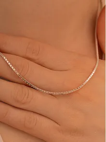 Kadın Gümüş Kolye - 925 Ayar 1.5 mm Küp Zincir Gümüş Kolye