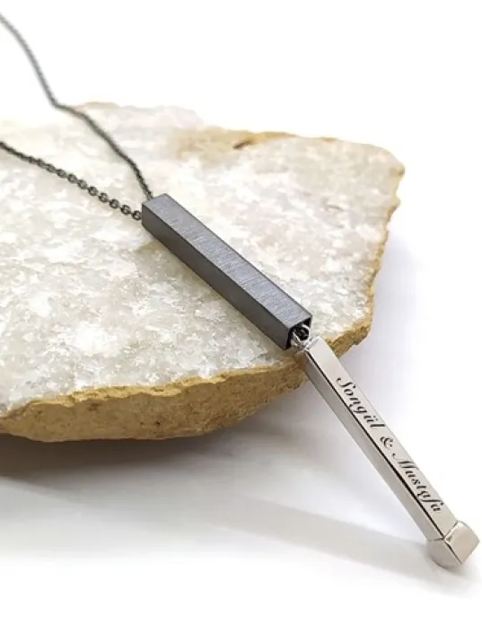 Nested İsim Yazılan Erkek Gümüş Kolye Zincir