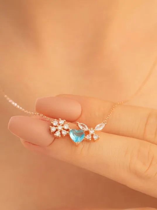 Kadın Gümüş Kolye - Rose Altın Kaplama Zirkon Taşlı Kalp Motifli Gümüş Kolye Kadın Gümüş Kolye - Rose Altın Kaplama Zirkon Taşlı Kalp Motifli Gümüş Kolye