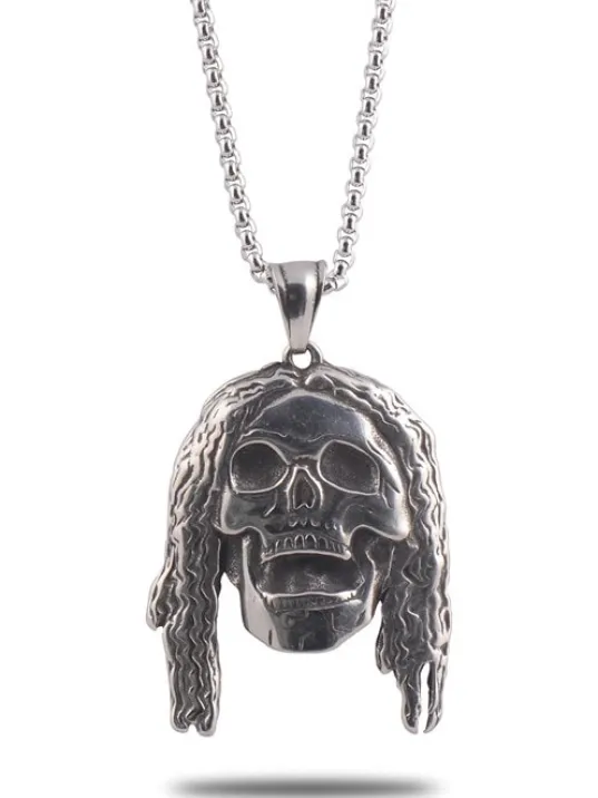 OttoMan Kuru Kafa İskelet Erkek Çelik Zincir Kolye CKLKURUKFAA-GMS OttoMan Kuru Kafa İskelet Erkek Çelik Zincir Kolye CKLKURUKFAA-GMS