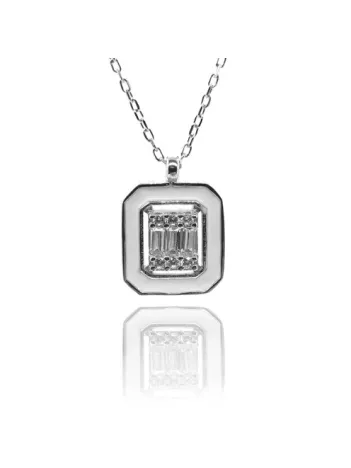 Zirkon Taşlı Kare Bayan Gümüş Kolye GKLKAREZIRN-GMS