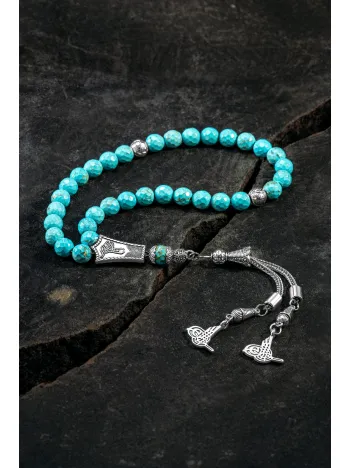 Erkek Tespih Firuze Taşlı Doğal Taş Tesbih