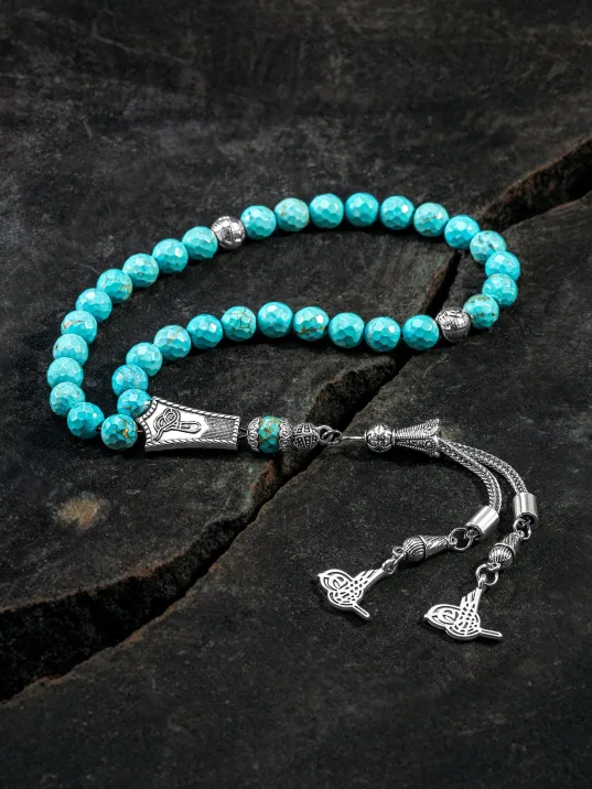 Erkek Tespih Firuze Taşlı Doğal Taş Tesbih