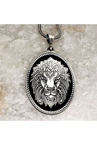 Aslan Modeli Erkek Gümüş Kolye Zincir