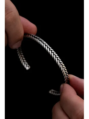 Erkek Gümüş Bileklik - Tilki Kuyruğu Model 2 Gümüş Kelepçe Bileklik