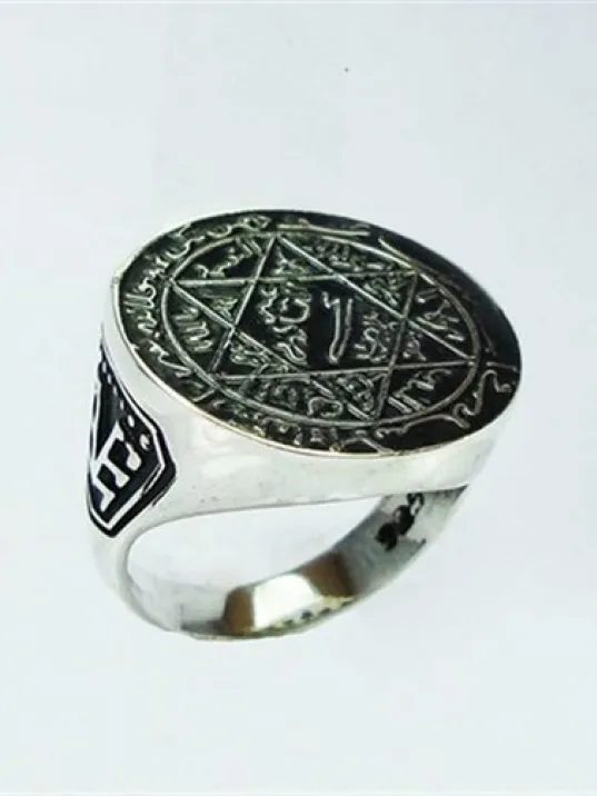 Hz. Süleyman Mührü Büyük Boy Gümüş Erkek Yüzüğü