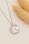 Kadın Gümüş Kolye - Ay Yıldız Zirkon Taşlı 925 Ayar Gümüş Kolye Gklayyldzgm-gms Kadın Gümüş Kolye - Ay Yıldız Zirkon Taşlı 925 Ayar Gümüş Kolye Gklayyldzgm-gms