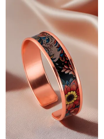 Kadın Bakır Bileklik - Ahri Model Özel Baskı Metal Kutu Ve Kuvars Taşı