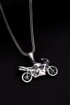 Erkek Gümüş Kolye - Motor - Motosiklet Figürlü Gümüş Erkek Kolye