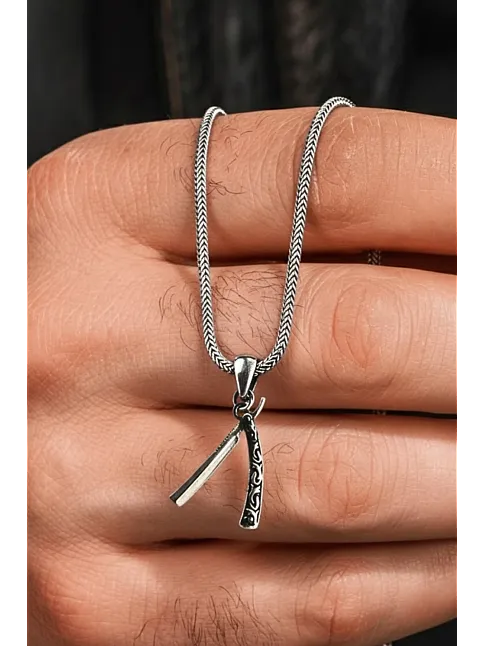 Erkek Gümüş Bileklik - Ustura Model Erkek Gümüş Kolye