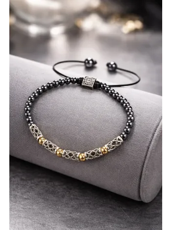 Erkek Çelik Bileklik - Doğal Hematit Taşlı Ayarlanabilir Detaylı Çelik Bileklik Erkek Çelik Bileklik - Doğal Hematit Taşlı Ayarlanabilir Detaylı Çelik Bileklik