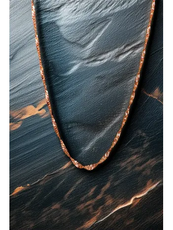 Kadın Gümüş Kolye - 925 Ayar 2mm Singapur Zincir Model Gümüş - Altın - Rose