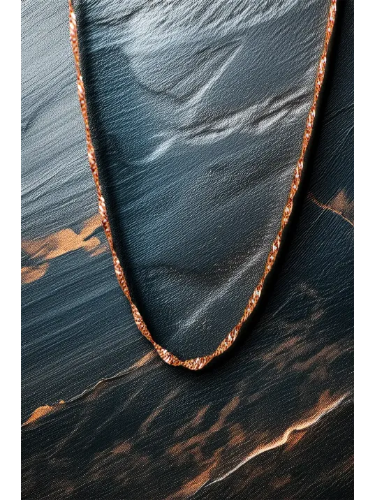 Kadın Gümüş Kolye - 925 Ayar 2mm Singapur Zincir Model Gümüş - Altın - Rose Kadın Gümüş Kolye - 925 Ayar 2mm Singapur Zincir Model Gümüş - Altın - Rose