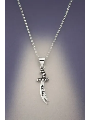 Hz.ali Yazılı Gümüş Zülfikar Kılıcı Kadın Kolye