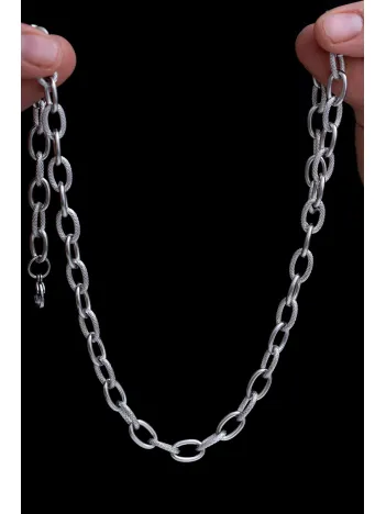 Erkek Çelik Kolye - Desenli Halka Model Çelik Kolye