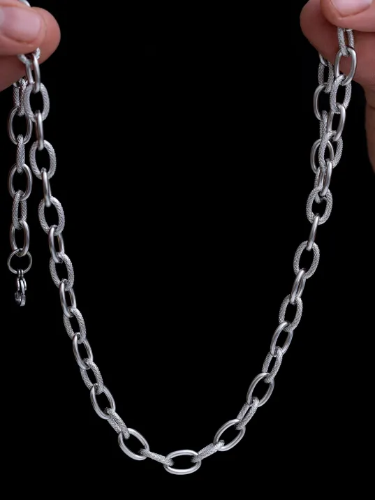 Erkek Çelik Kolye - Desenli Halka Model Çelik Kolye